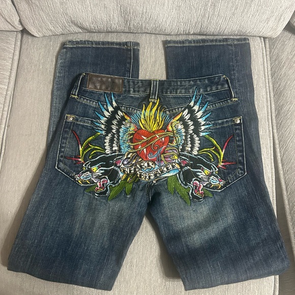 Christian Audigier Blue Denim Jeans - Picture 1 of 9